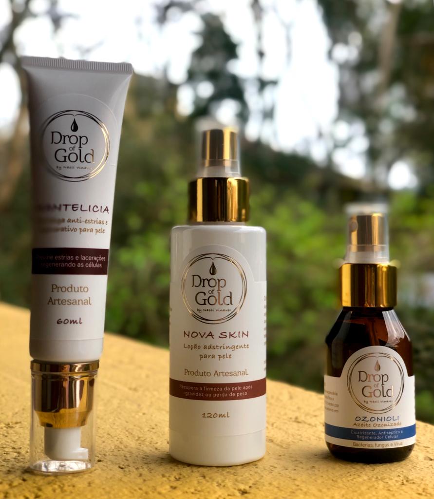 Mantelicia, Nova Skin & Ozonioli. Drop of Gold natural product line developed by Naoli Vinaver. Products made for health care and birth related necessities.
